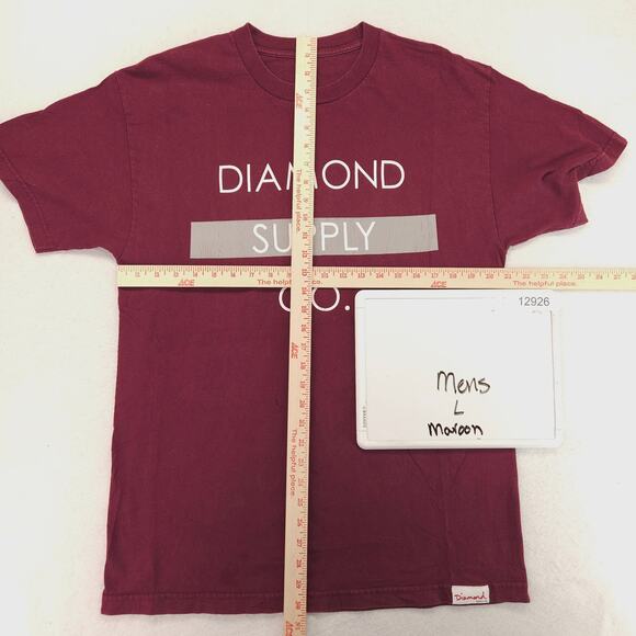 Diamond Graphic Casual Pullover Short Sleeve T Shirt Mens Size Large L Maroon - Picture 6 of 10